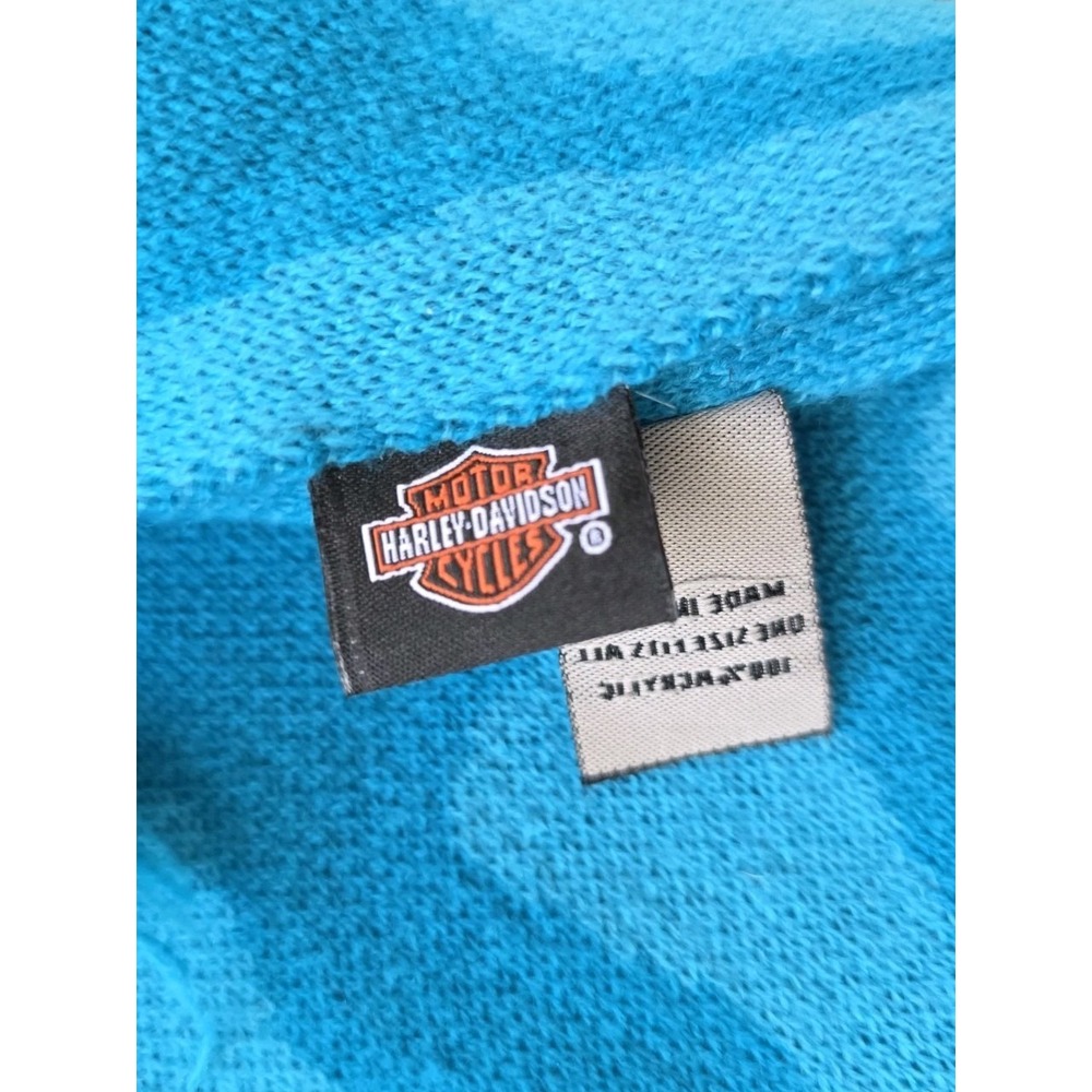 Knit  Harley Davidson Neck Scarf‎ Warmer Turquoise Blue Flame 58"L - Picture 10 of 12